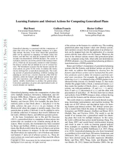 Learning Features and Abstract Actions for Computing Generalized Plans