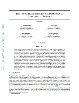 The Taboo Trap: Behavioural Detection of Adversarial Samples