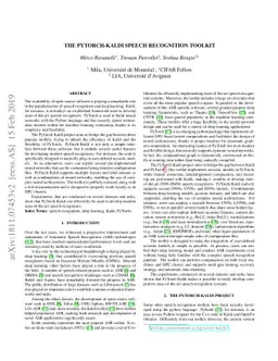 The PyTorch-Kaldi Speech Recognition Toolkit
