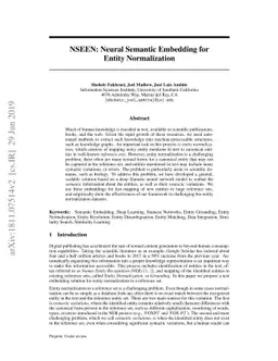 NSEEN: Neural Semantic Embedding for Entity Normalization
