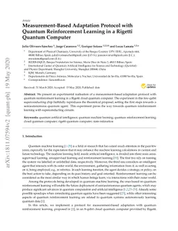 Measurement-based adaptation protocol with quantum reinforcement
  learning in a Rigetti quantum computer
