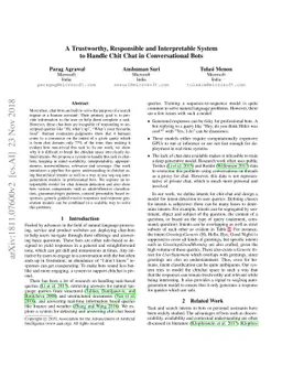 A Trustworthy, Responsible and Interpretable System to Handle Chit Chat
  in Conversational Bots