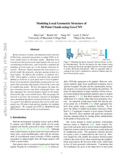Modeling Local Geometric Structure of 3D Point Clouds using Geo-CNN