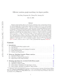Efficient random graph matching via degree profiles