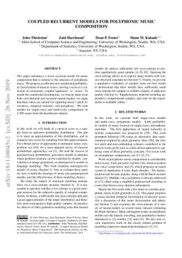 Coupled Recurrent Models for Polyphonic Music Composition