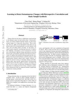 Learning to Detect Instantaneous Changes with Retrospective Convolution
  and Static Sample Synthesis