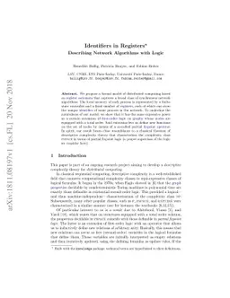 Identifiers in Registers - Describing Network Algorithms with Logic