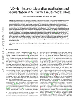 IVD-Net: Intervertebral disc localization and segmentation in MRI with a
  multi-modal UNet