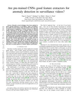 Are pre-trained CNNs good feature extractors for anomaly detection in
  surveillance videos?