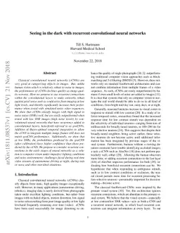 Seeing in the dark with recurrent convolutional neural networks