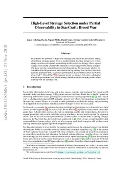 High-Level Strategy Selection under Partial Observability in StarCraft:
  Brood War