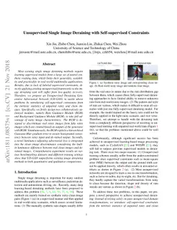 Unsupervised Single Image Deraining with Self-supervised Constraints
