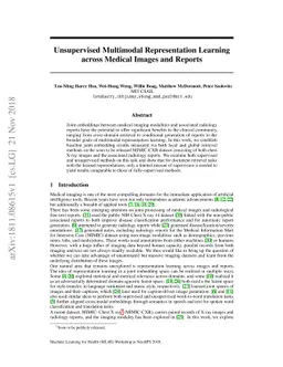 Unsupervised Multimodal Representation Learning across Medical Images
  and Reports