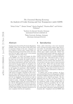 The Unwanted Sharing Economy: An Analysis of Cookie Syncing and User
  Transparency under GDPR