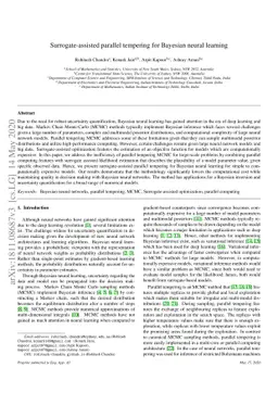 Surrogate-assisted parallel tempering for Bayesian neural learning