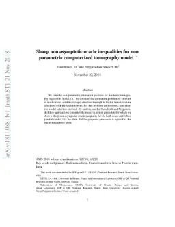 Sharp non asymptotic oracle inequalities for non parametric computerized
  tomography model
