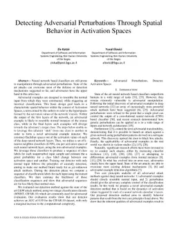 Detecting Adversarial Perturbations Through Spatial Behavior in
  Activation Spaces