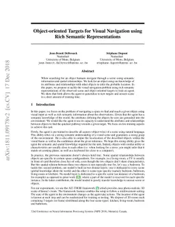 Object-oriented Targets for Visual Navigation using Rich Semantic
  Representations
