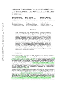 Strength in Numbers: Trading-off Robustness and Computation via
  Adversarially-Trained Ensembles