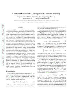 A Sufficient Condition for Convergences of Adam and RMSProp