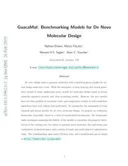 GuacaMol: Benchmarking Models for De Novo Molecular Design