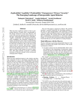 Explicability? Legibility? Predictability? Transparency? Privacy?
  Security? The Emerging Landscape of Interpretable Agent Behavior