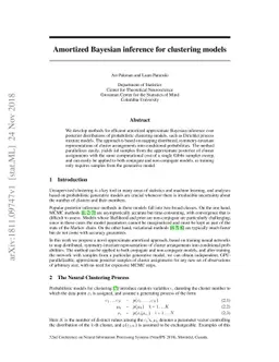 Amortized Bayesian inference for clustering models
