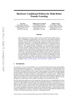 Hardware Conditioned Policies for Multi-Robot Transfer Learning