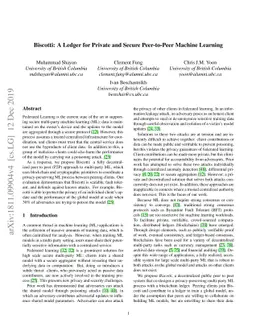 Biscotti: A Ledger for Private and Secure Peer-to-Peer Machine Learning