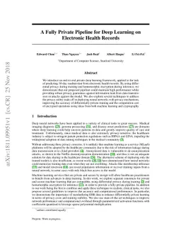 A Fully Private Pipeline for Deep Learning on Electronic Health Records