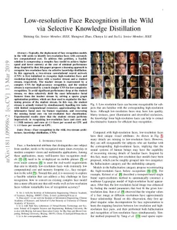 Low-resolution Face Recognition in the Wild via Selective Knowledge
  Distillation