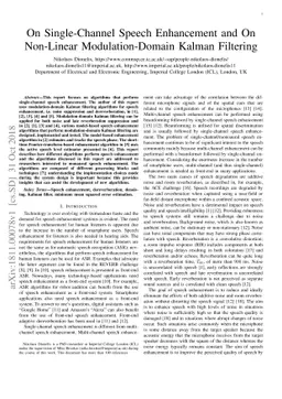 On Single-Channel Speech Enhancement and On Non-Linear Modulation-Domain
  Kalman Filtering