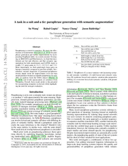 A task in a suit and a tie: paraphrase generation with semantic
  augmentation