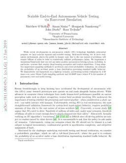 Scalable End-to-End Autonomous Vehicle Testing via Rare-event Simulation