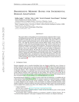 Progressive Memory Banks for Incremental Domain Adaptation