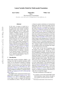 Latent Variable Model for Multi-modal Translation