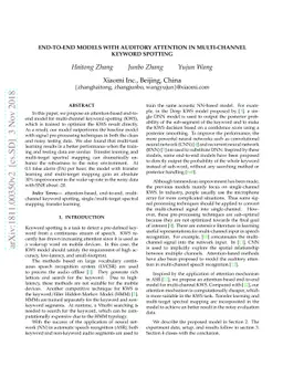 End-to-end Models with auditory attention in Multi-channel Keyword
  Spotting