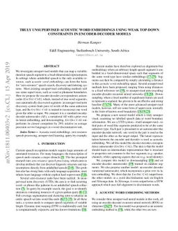 Truly unsupervised acoustic word embeddings using weak top-down
  constraints in encoder-decoder models