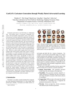 CariGAN: Caricature Generation through Weakly Paired Adversarial
  Learning