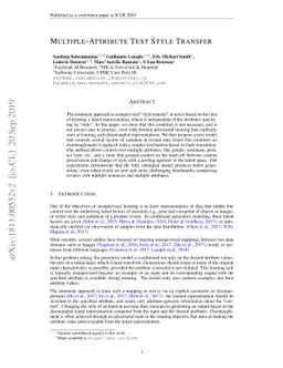 Multiple-Attribute Text Style Transfer