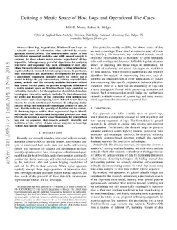 Defining a Metric Space of Host Logs and Operational Use Cases