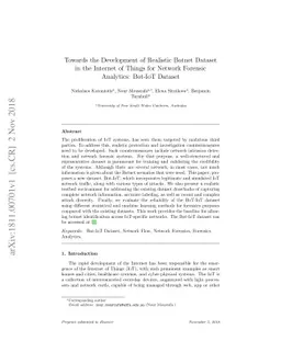 Towards the Development of Realistic Botnet Dataset in the Internet of
  Things for Network Forensic Analytics: Bot-IoT Dataset