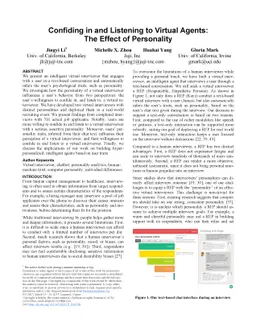 Confiding in and Listening to Virtual Agents: The Effect of Personality