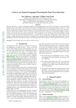 A Survey on Natural Language Processing for Fake News Detection