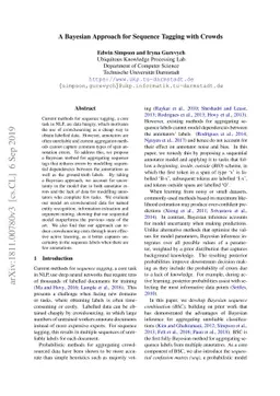 A Bayesian Approach for Sequence Tagging with Crowds