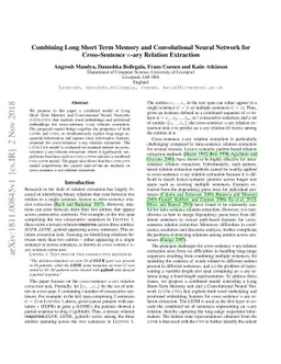 Combining Long Short Term Memory and Convolutional Neural Network for
  Cross-Sentence n-ary Relation Extraction