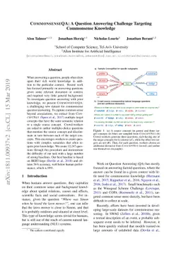 CommonsenseQA: A Question Answering Challenge Targeting Commonsense
  Knowledge