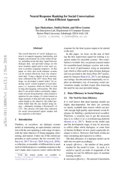 Neural Response Ranking for Social Conversation: A Data-Efficient
  Approach