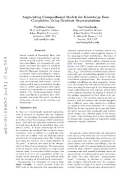 Augmenting Compositional Models for Knowledge Base Completion Using
  Gradient Representations