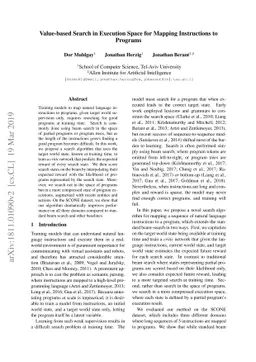 Value-based Search in Execution Space for Mapping Instructions to
  Programs